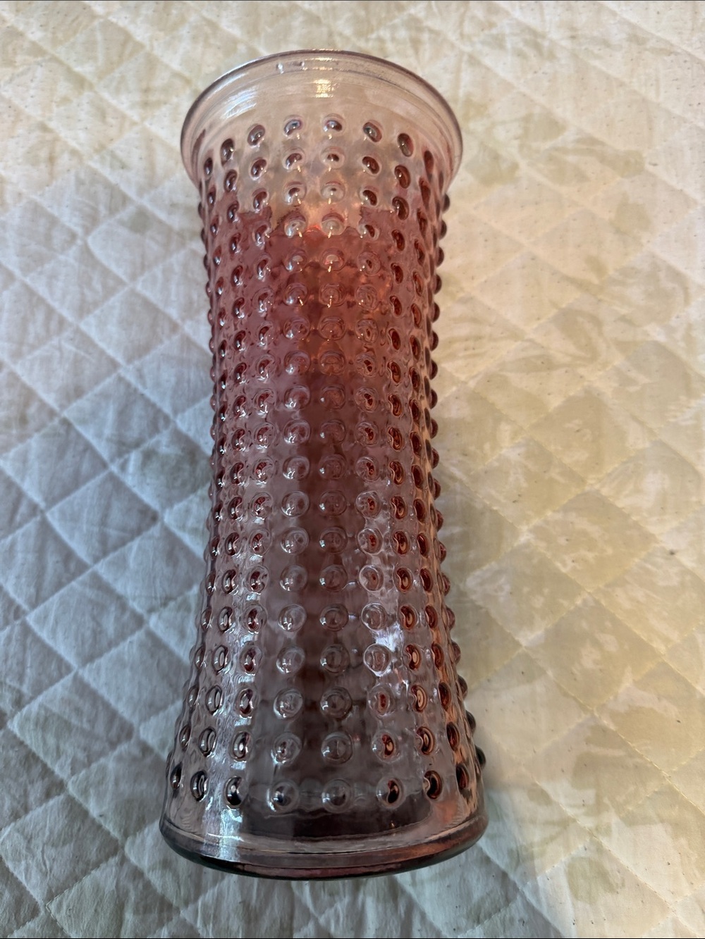 Hobnail Textured Glass Vase in Dusty Rose